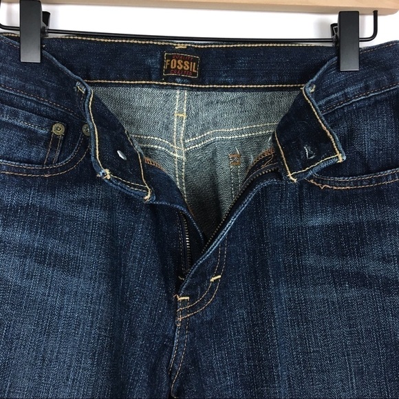 FOSSIL Jeans Bootcut Dark Wash 100% Cotton Denim Automatic Fly Size 4 Regular - Picture 3 of 9